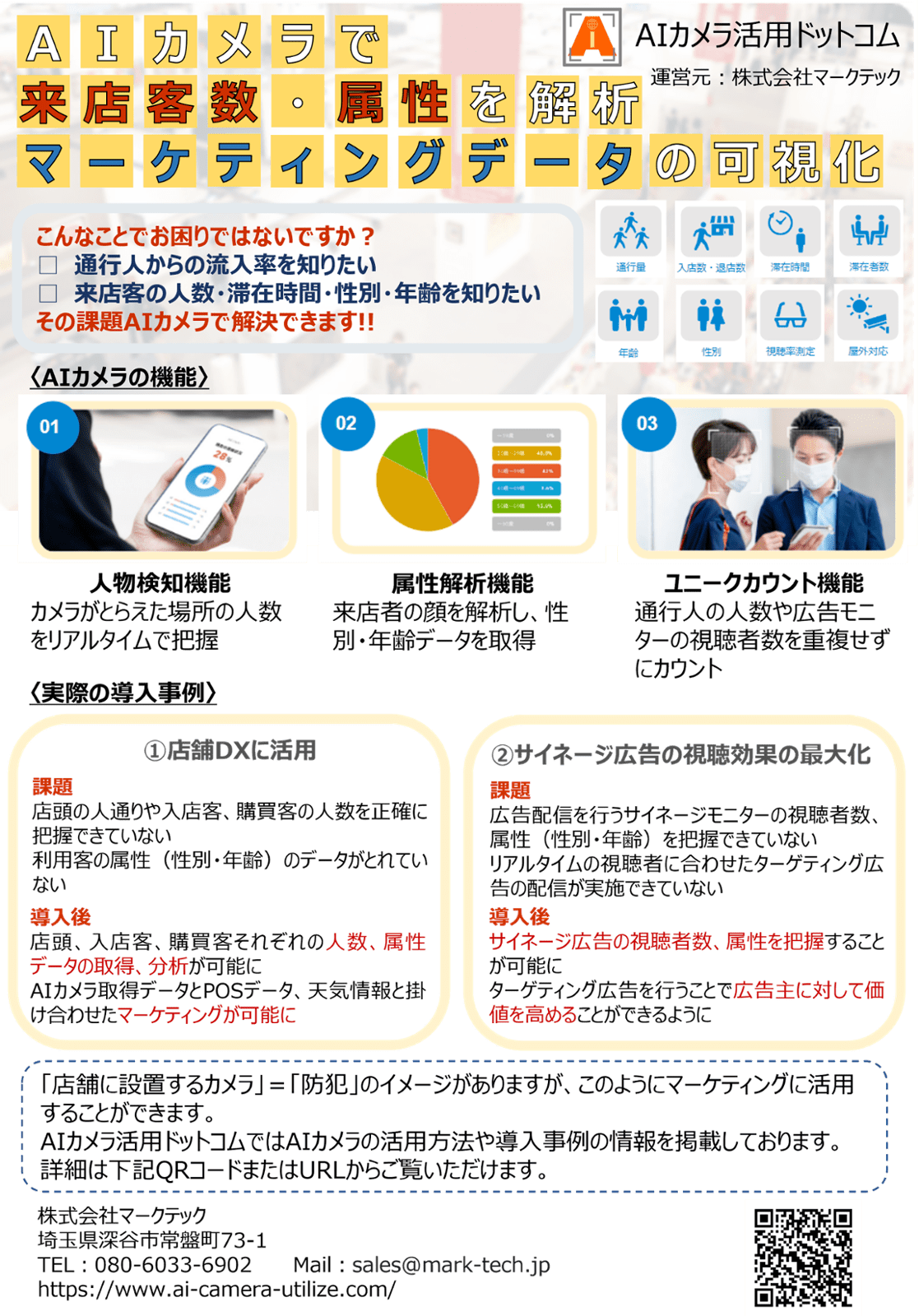 AIカメラで来店客数・属性(性別・年齢)を解析  マーケティングデータの可視化